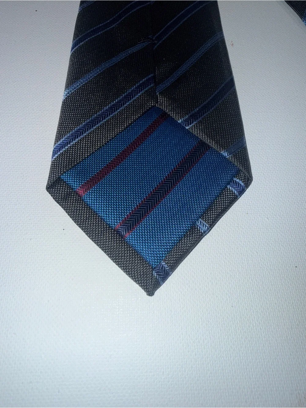 Men's Black Tie with Blue Diagonal Stripes